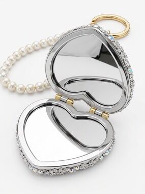 Crystal Heart Keychain Wristlet - Iridescent & Pearl